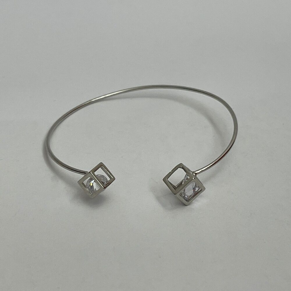 Silver-tone Rhinestones in Squares Women's Fashion Bracelet